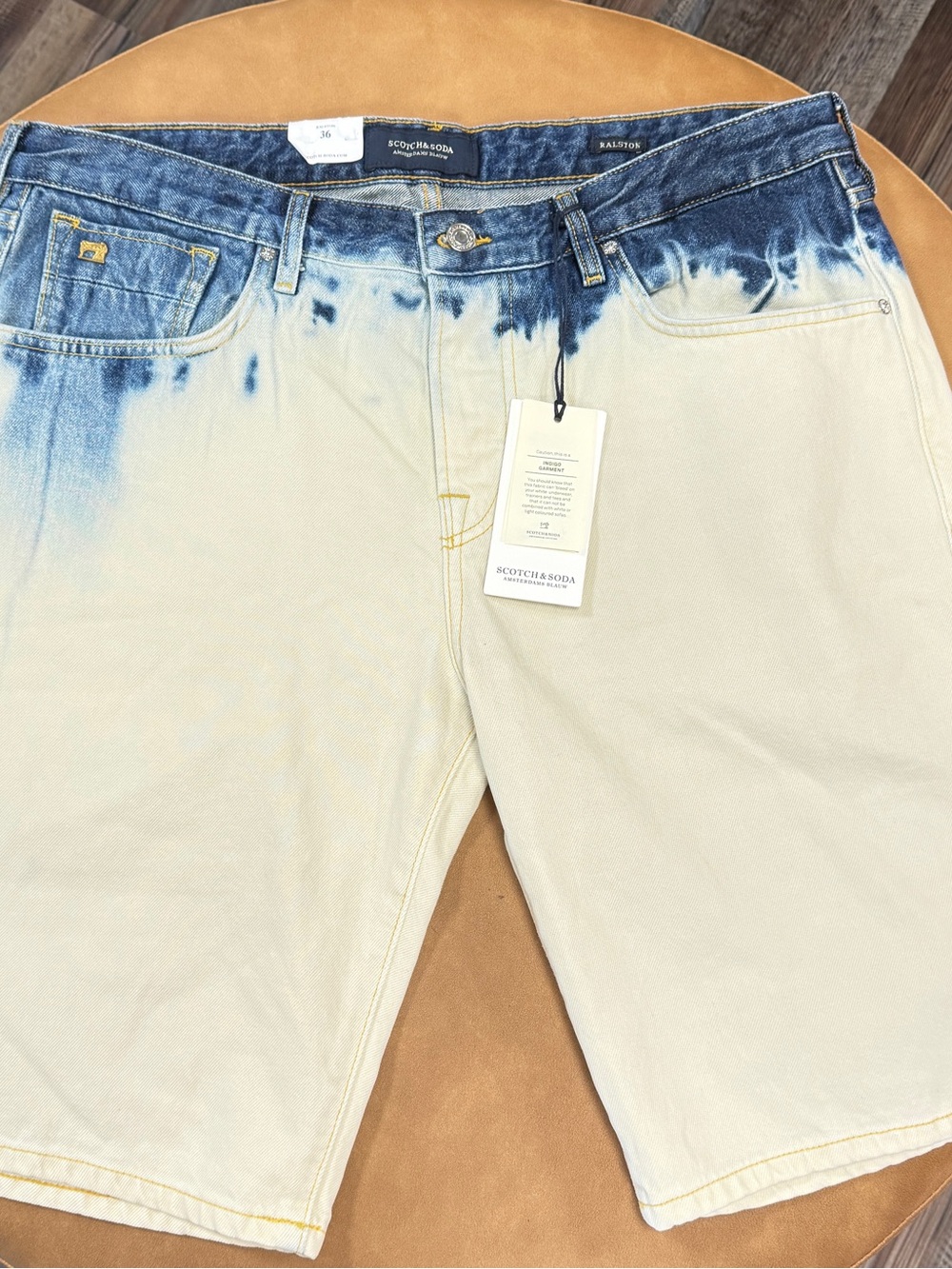 Scotch & Soda Dip-Dye Jean Shorts - Blue & Cream